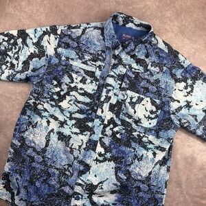 Reel Legends Shirt Mens M Blue Saltwater Fishing Ocean All Over Print